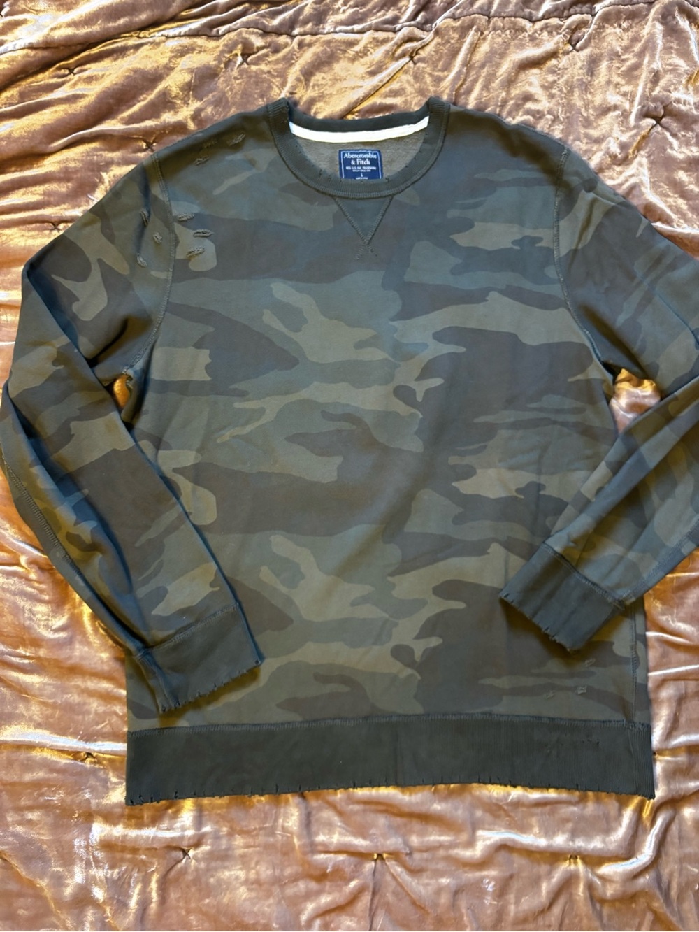 Abercrombie & Fitch Men's Camo Crewneck Sweater - Olive